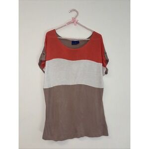 y2k Simply Lala Women's Tshirt Tee Top Sz Med Sailor Striped Color Block buttons